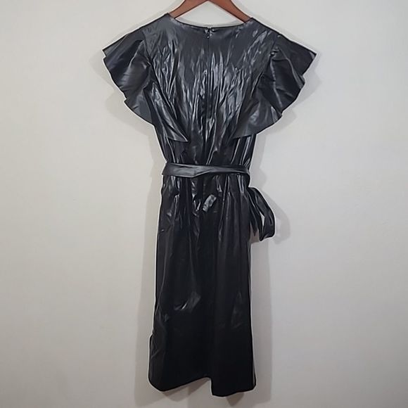 Sami & Jo faux leather batwing midi black dress NWT size M - Picture 8 of 14